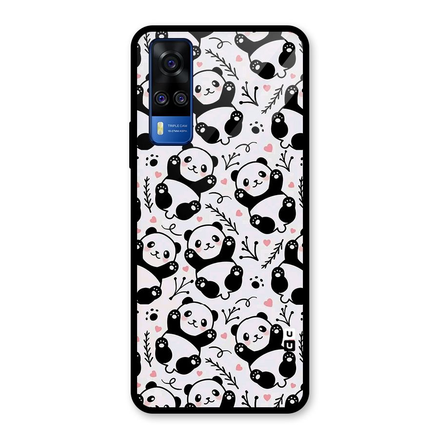 Cute Adorable Panda Pattern Glass Back Case for Vivo Y31