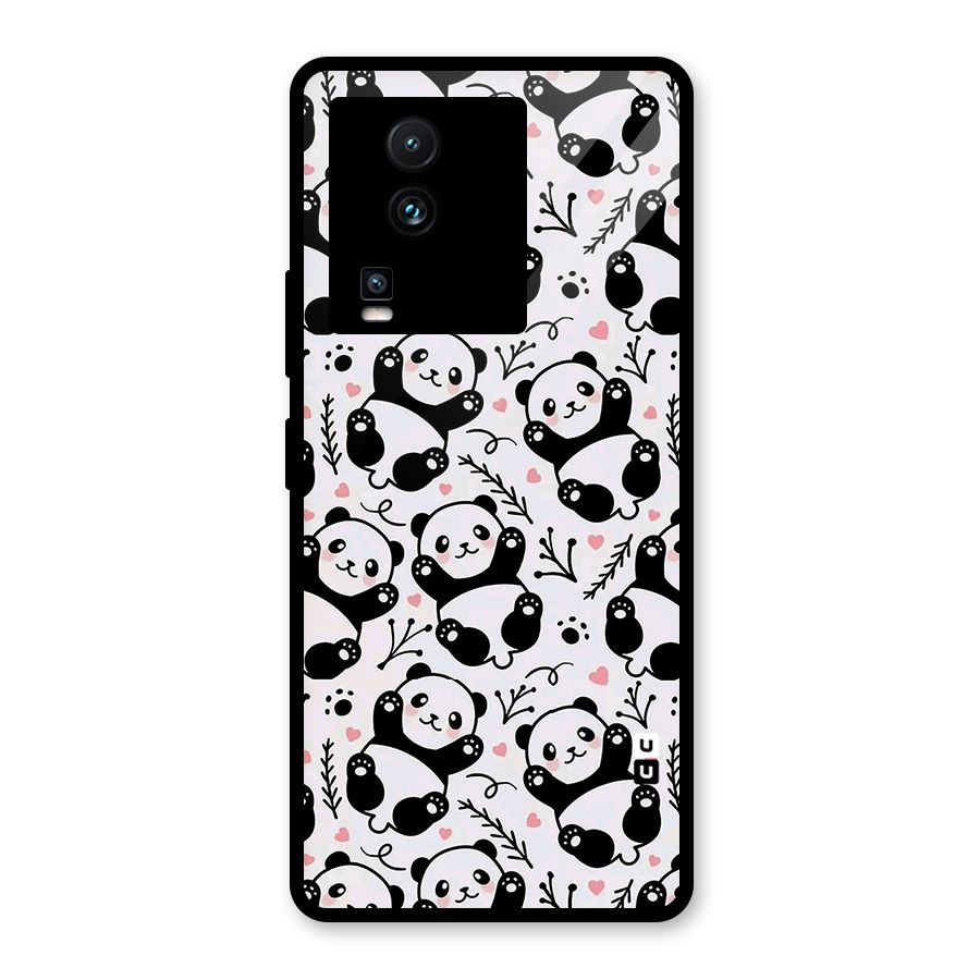 Cute Adorable Panda Pattern Glass Back Case for Vivo iQOO Neo 7