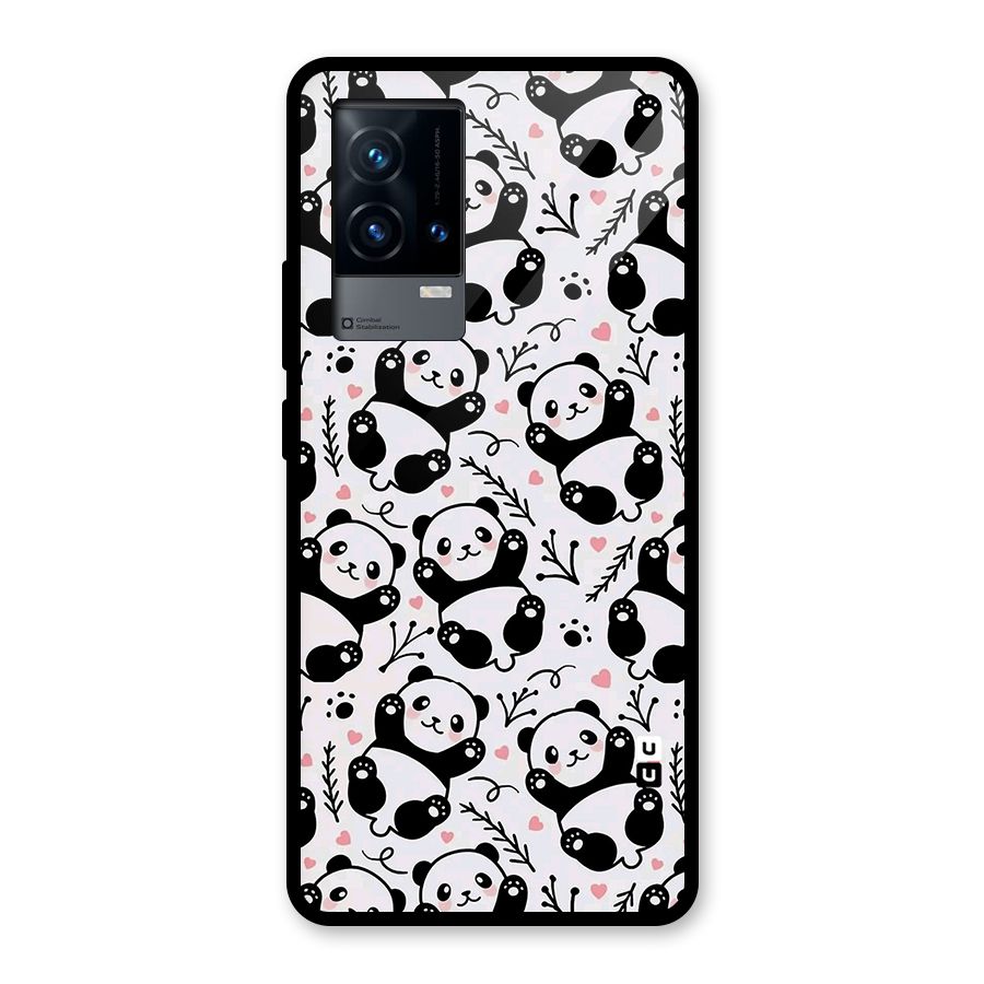 Cute Adorable Panda Pattern Glass Back Case for iQOO 9 5G