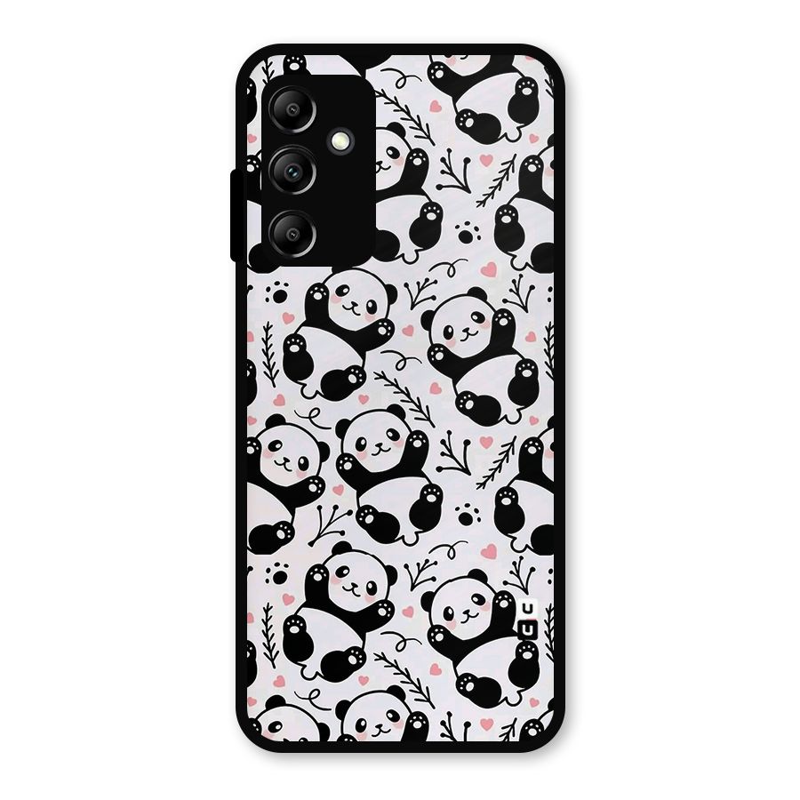 Cute Adorable Panda Pattern Metal Back Case for Galaxy A14 5G