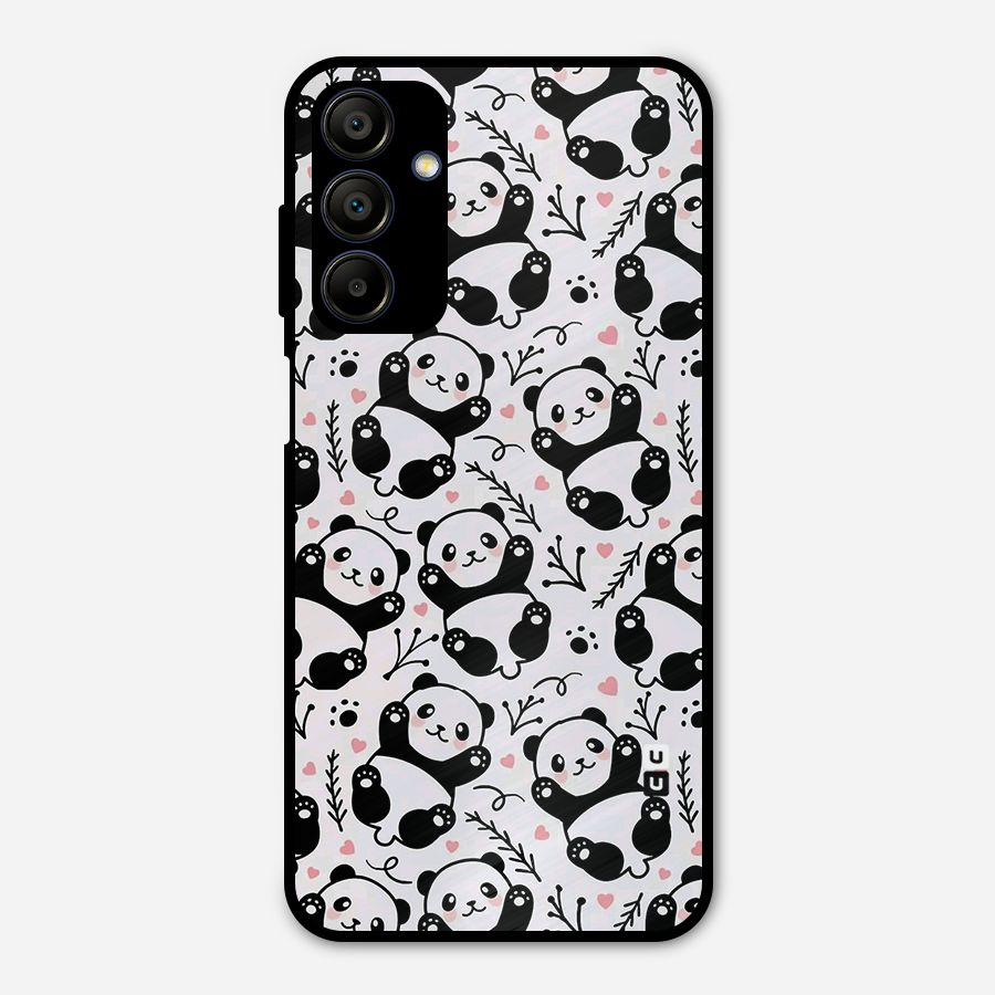 Cute Adorable Panda Pattern Metal Back Case for Galaxy A15 5G
