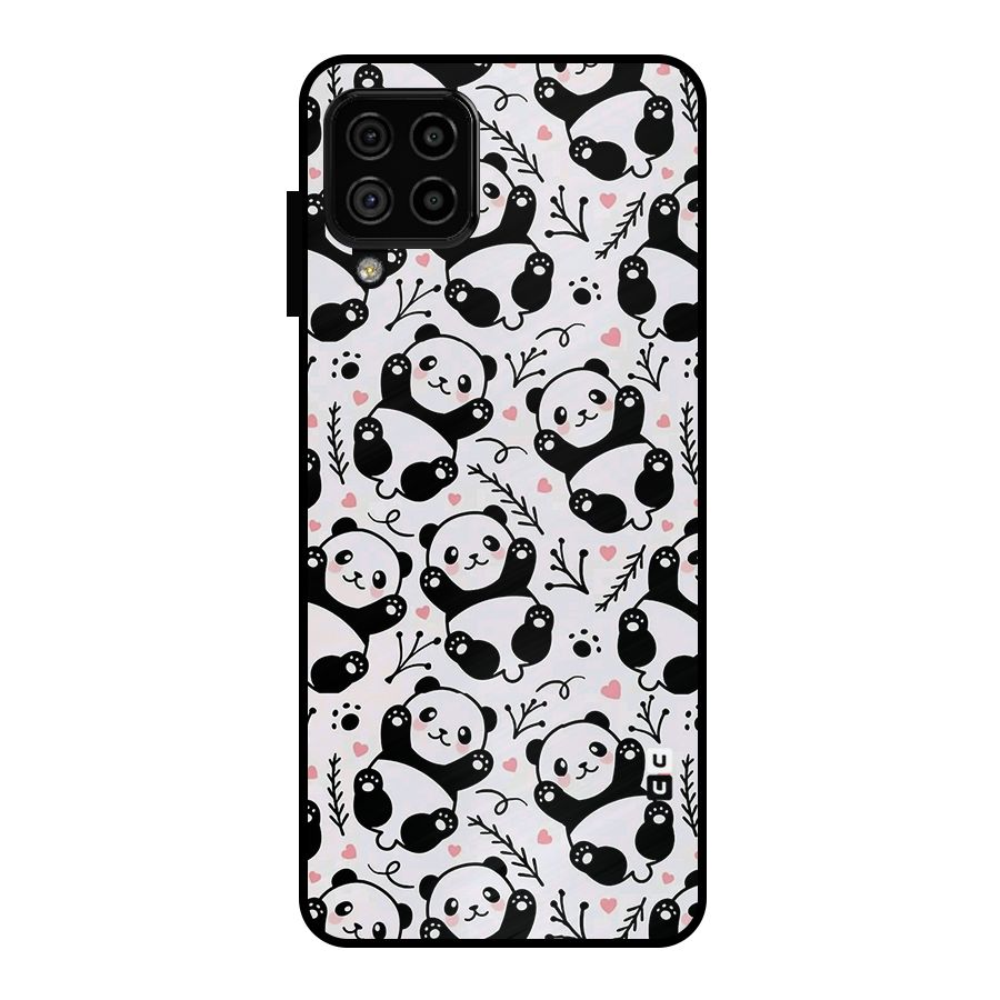 Cute Adorable Panda Pattern Metal Back Case for Galaxy A22 4G