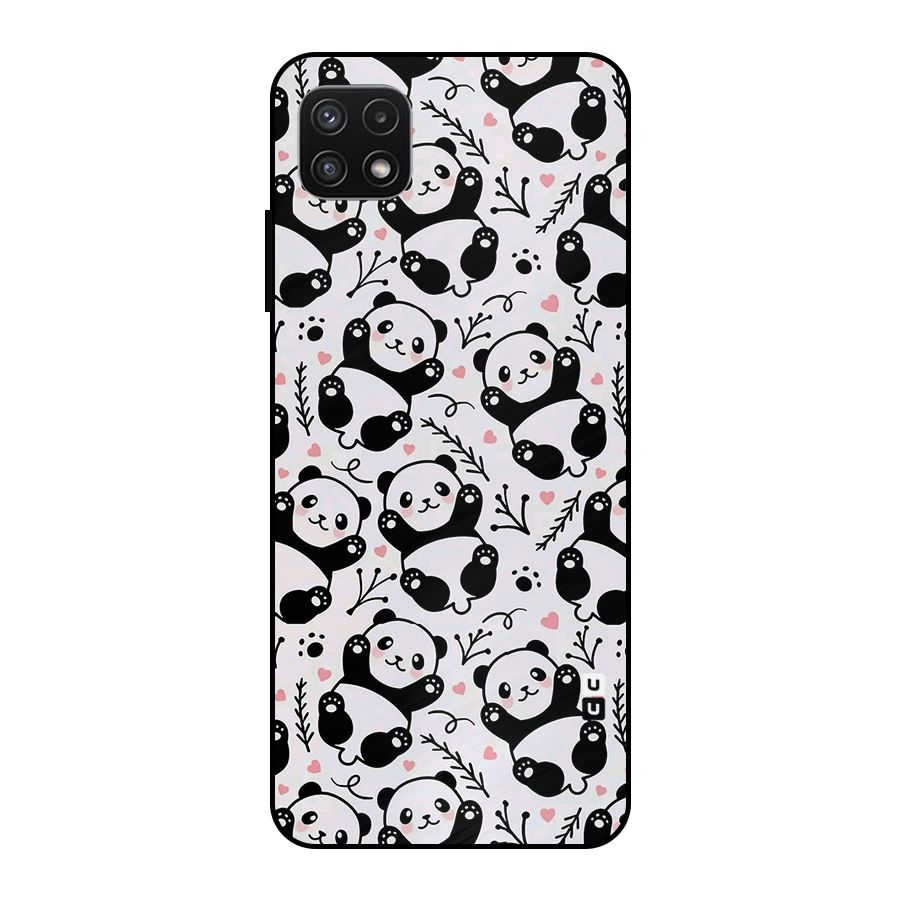 Cute Adorable Panda Pattern Metal Back Case for Galaxy A22 5G