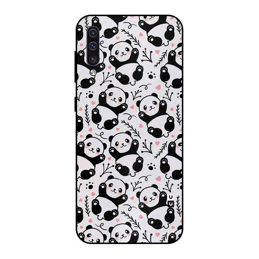 Cute Adorable Panda Pattern Metal Back Case for Galaxy A30s