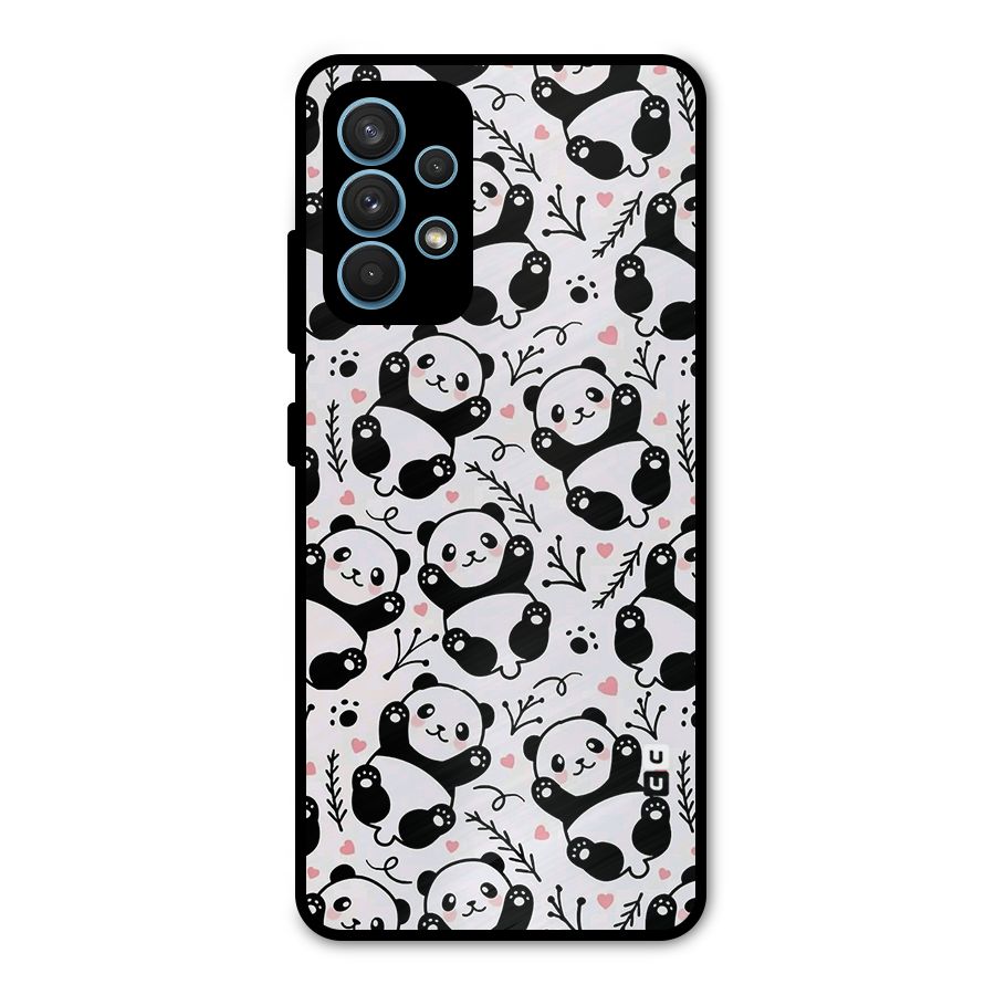 Cute Adorable Panda Pattern Metal Back Case for Galaxy A32