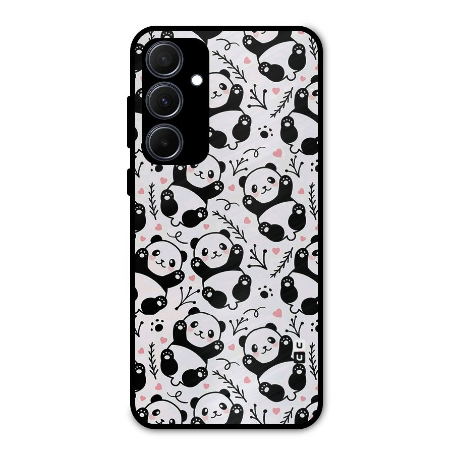 Cute Adorable Panda Pattern Metal Back Case for Galaxy A35