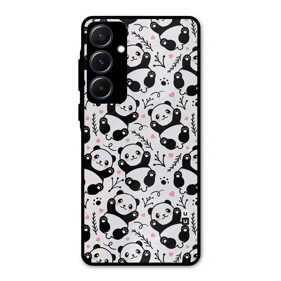 Cute Adorable Panda Pattern Metal Back Case for Galaxy A55