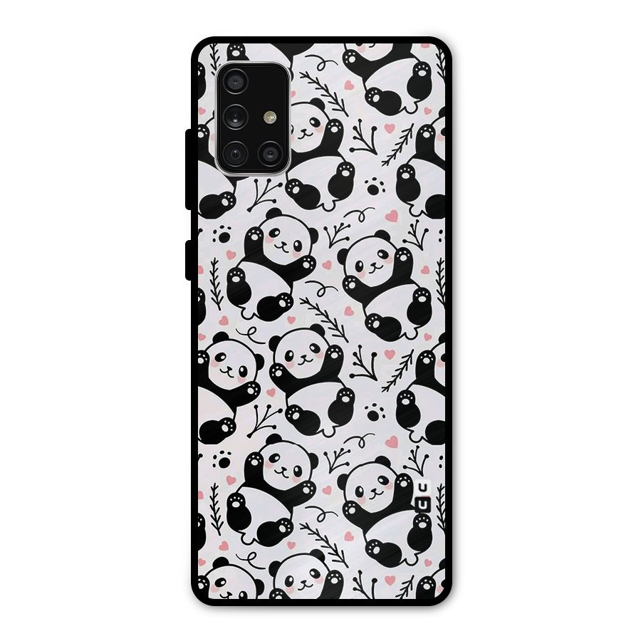 Cute Adorable Panda Pattern Metal Back Case for Galaxy A71