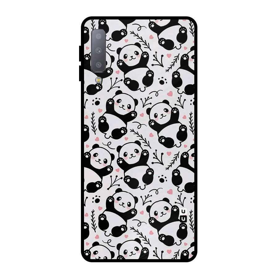 Cute Adorable Panda Pattern Metal Back Case for Galaxy A7 (2018)