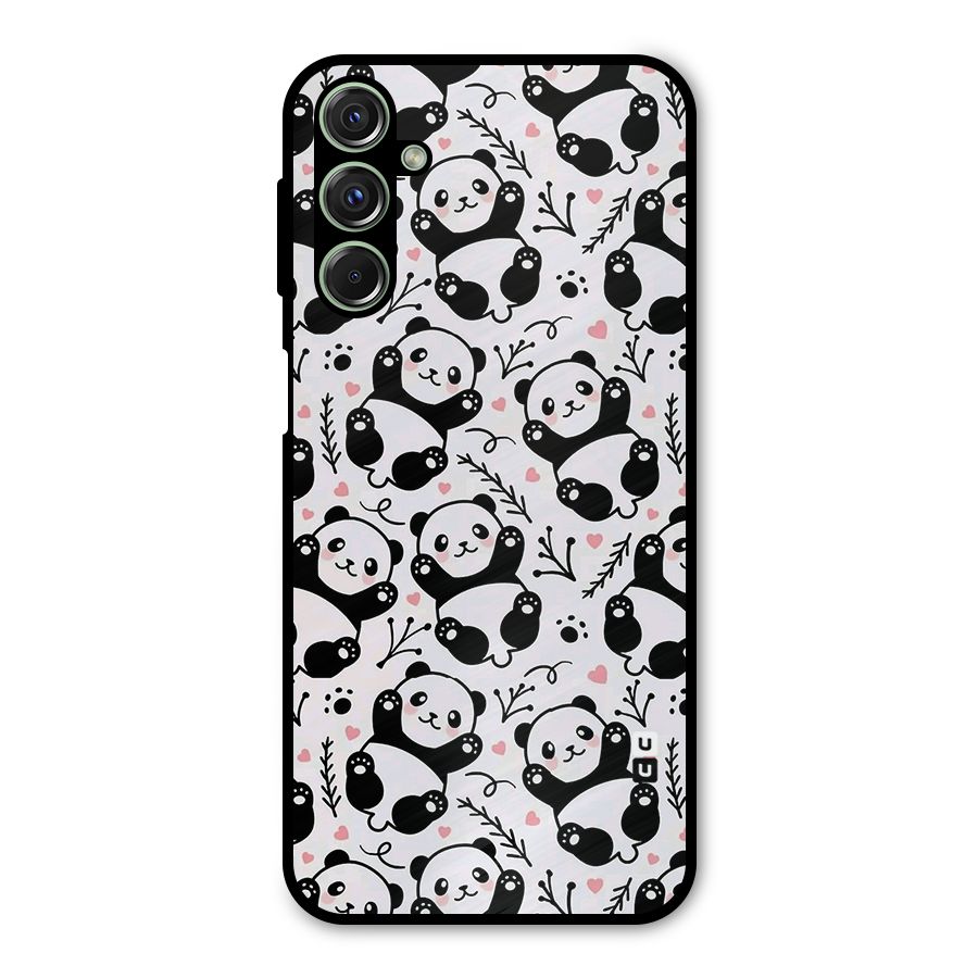 Cute Adorable Panda Pattern Metal Back Case for Galaxy F34