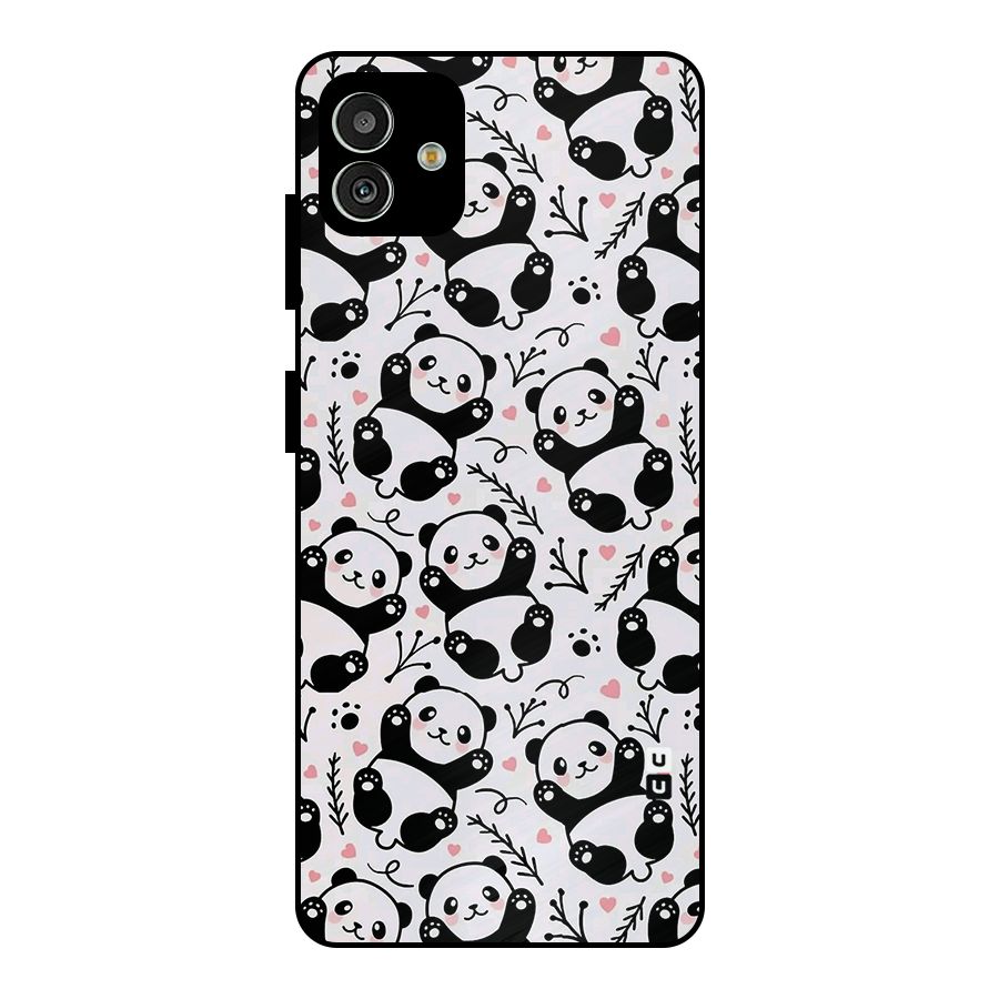 Cute Adorable Panda Pattern Metal Back Case for Galaxy M13 5G