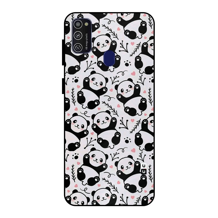 Cute Adorable Panda Pattern Metal Back Case for Galaxy M21