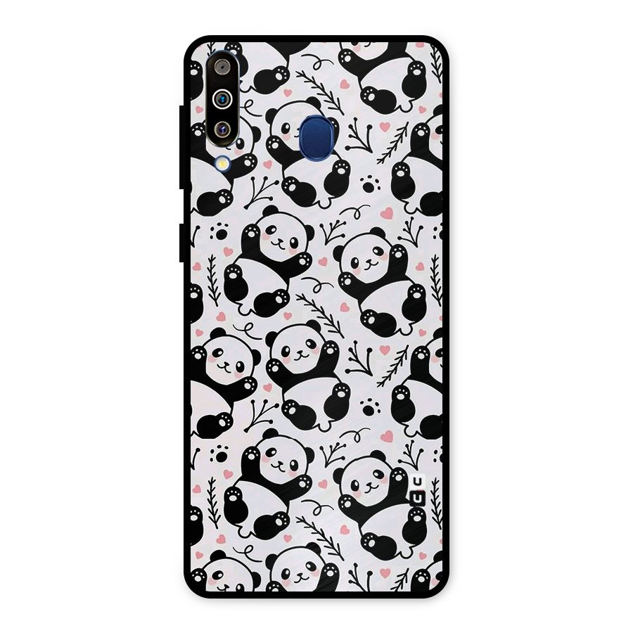 Cute Adorable Panda Pattern Metal Back Case for Galaxy M30