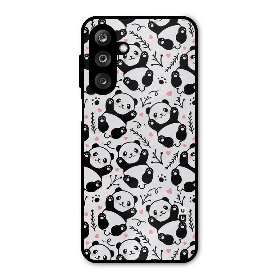 Cute Adorable Panda Pattern Metal Back Case for Galaxy M36