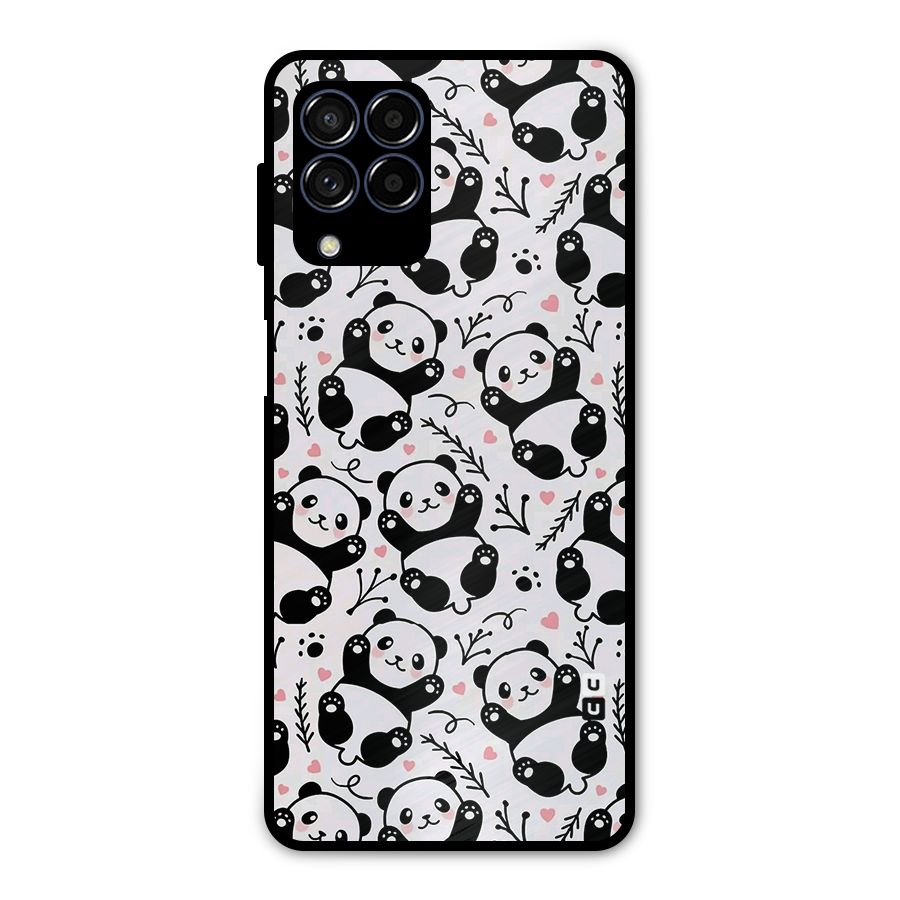 Cute Adorable Panda Pattern Metal Back Case for Galaxy M53 5G