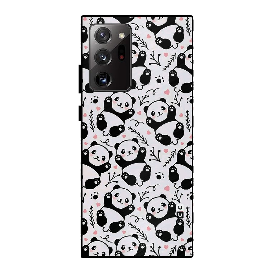 Cute Adorable Panda Pattern Metal Back Case for Galaxy Note 20 Ultra 5G