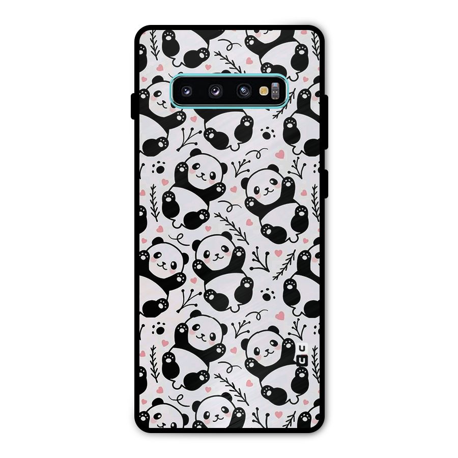 Cute Adorable Panda Pattern Metal Back Case for Galaxy S10 Plus