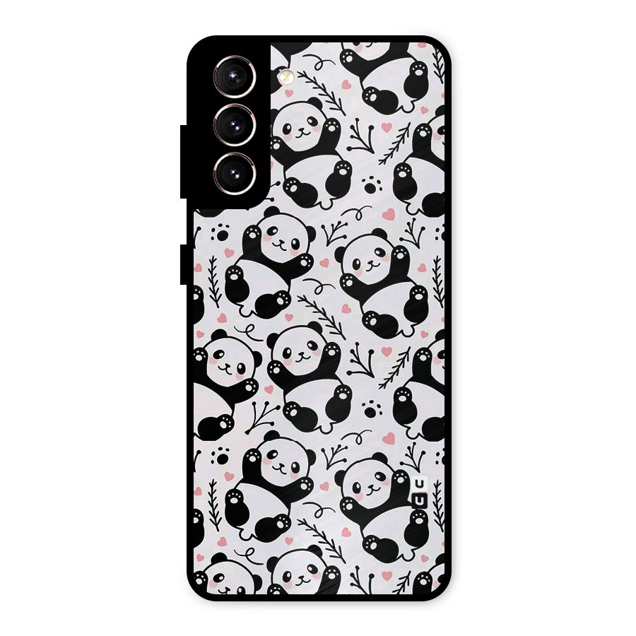 Cute Adorable Panda Pattern Metal Back Case for Galaxy S21 5G