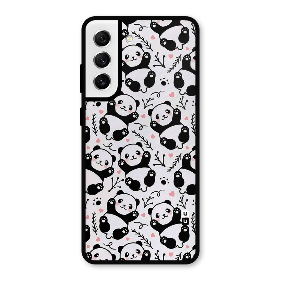Cute Adorable Panda Pattern Metal Back Case for Galaxy S21 FE 5G