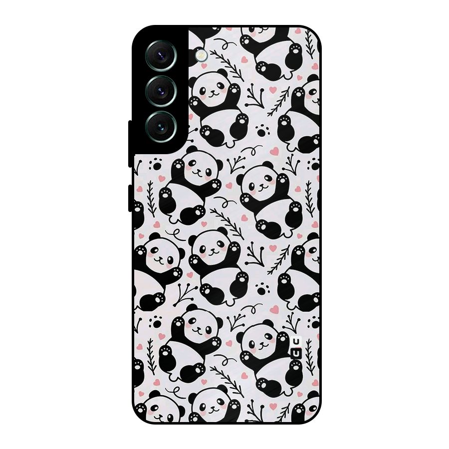 Cute Adorable Panda Pattern Metal Back Case for Galaxy S22 Plus 5G