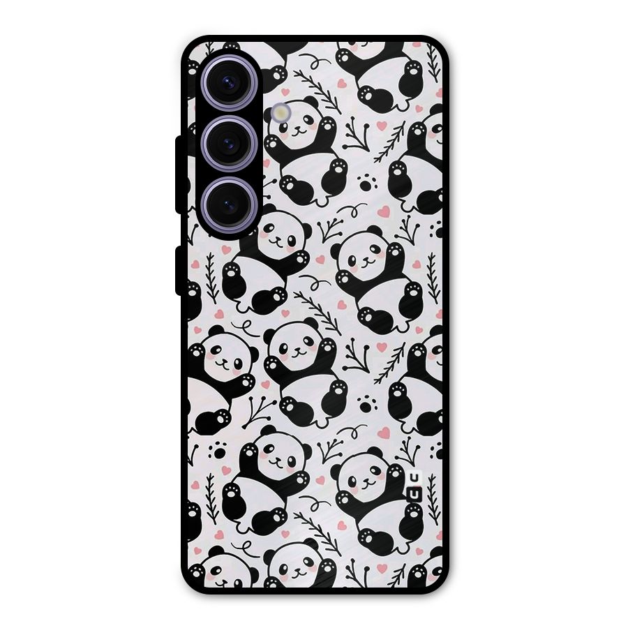 Cute Adorable Panda Pattern Metal Back Case for Galaxy S24