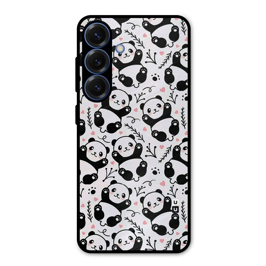 Cute Adorable Panda Pattern Metal Back Case for Galaxy S25