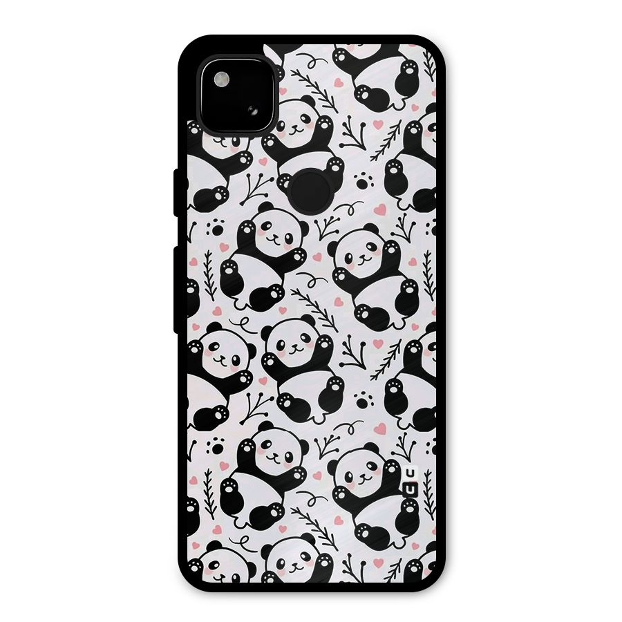 Cute Adorable Panda Pattern Metal Back Case for Google Pixel 4a
