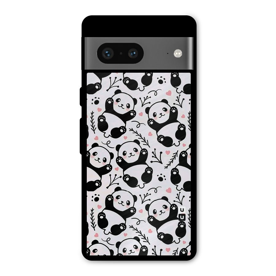 Cute Adorable Panda Pattern Metal Back Case for Google Pixel 7