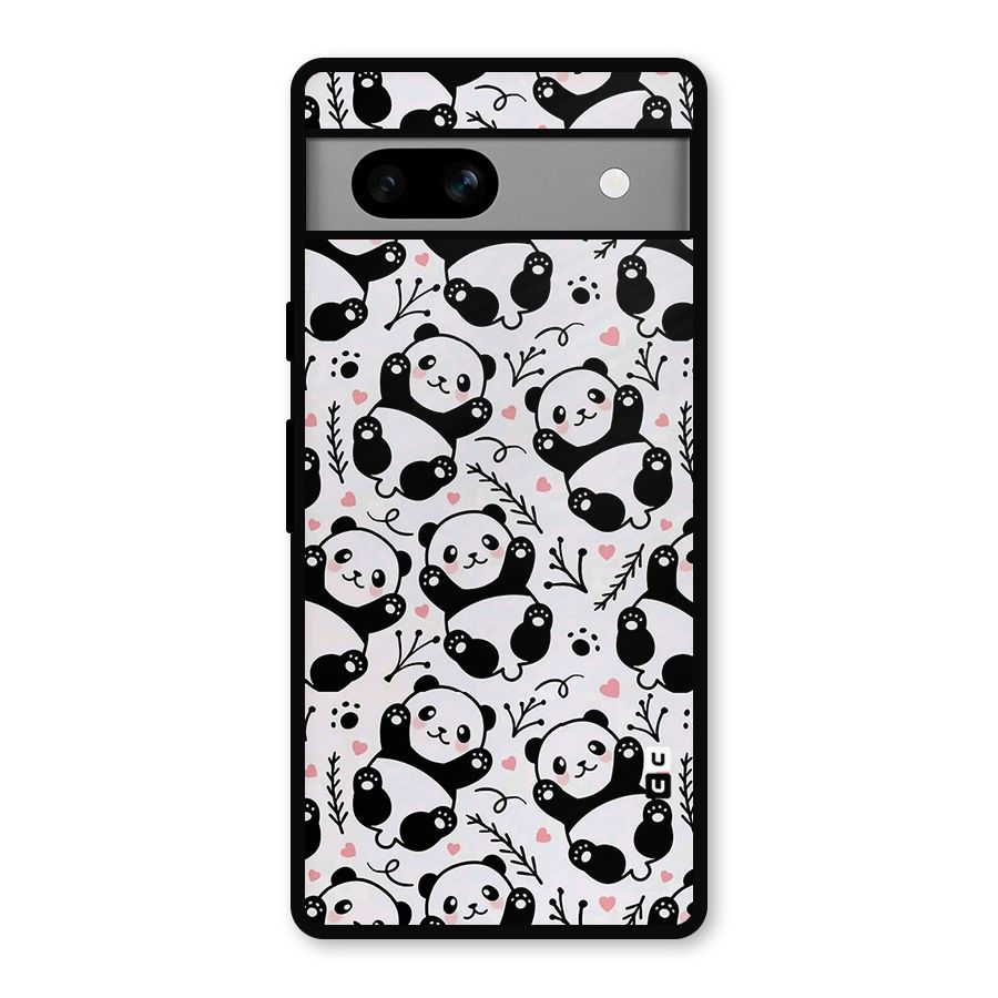 Cute Adorable Panda Pattern Metal Back Case for Google Pixel 7a