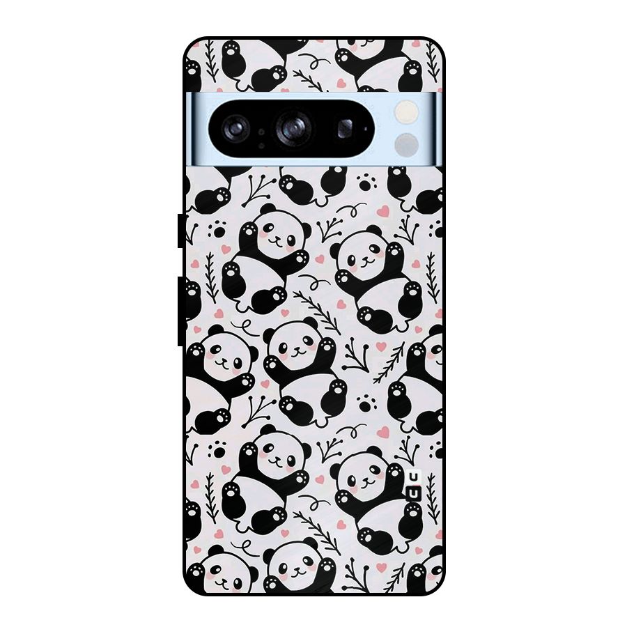 Cute Adorable Panda Pattern Metal Back Case for Google Pixel 8 Pro