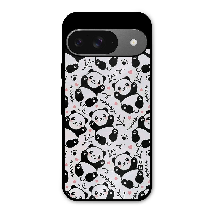 Cute Adorable Panda Pattern Metal Back Case for Google Pixel 9