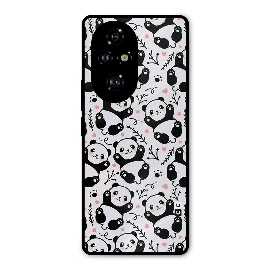 Cute Adorable Panda Pattern Metal Back Case for Honor 200 Pro