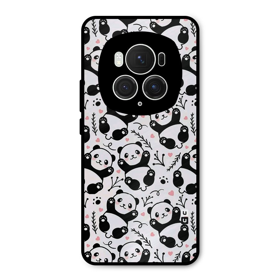 Cute Adorable Panda Pattern Metal Back Case for Honor Magic6 Pro