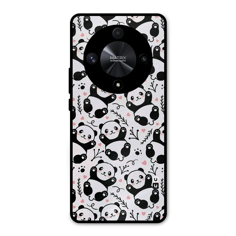 Cute Adorable Panda Pattern Metal Back Case for Honor X9b