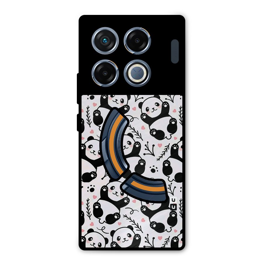 Cute Adorable Panda Pattern Metal Back Case for Infinix GT 20 Pro