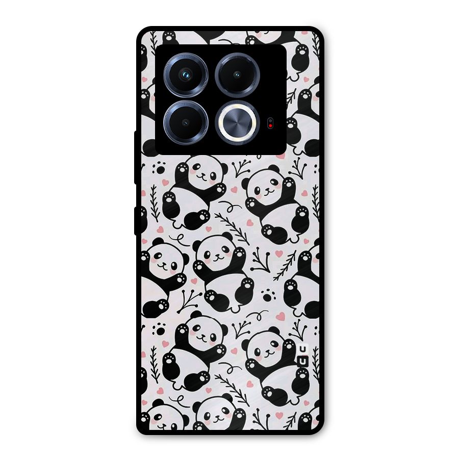 Cute Adorable Panda Pattern Metal Back Case for Infinix Note 40 5G