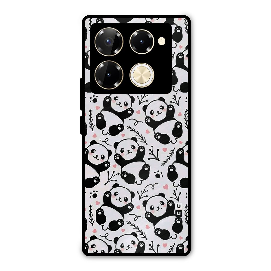 Cute Adorable Panda Pattern Metal Back Case for Infinix Note 40 Pro Plus
