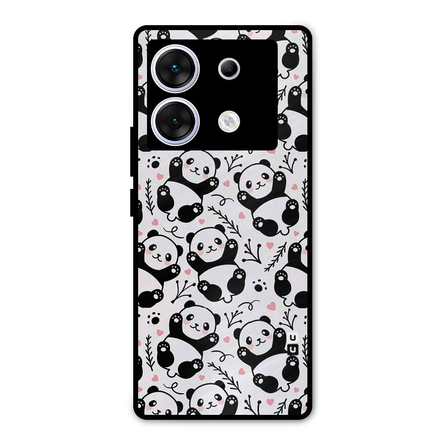 Cute Adorable Panda Pattern Metal Back Case for Infinix Zero 30 5G