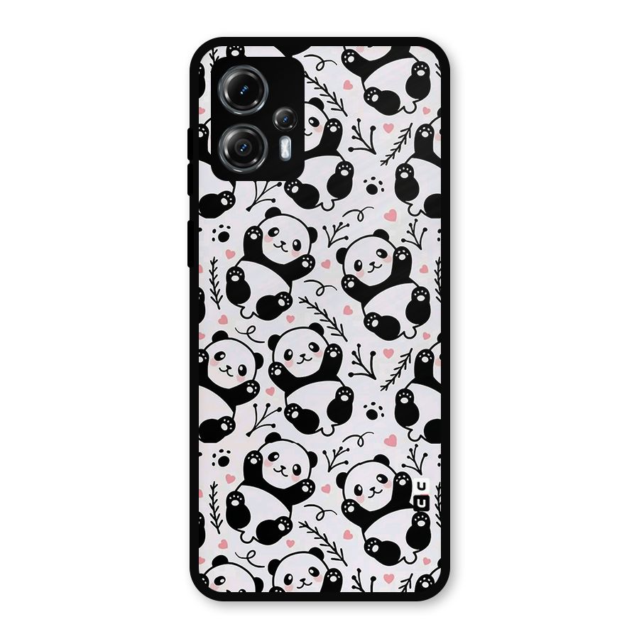 Cute Adorable Panda Pattern Metal Back Case for Moto G13