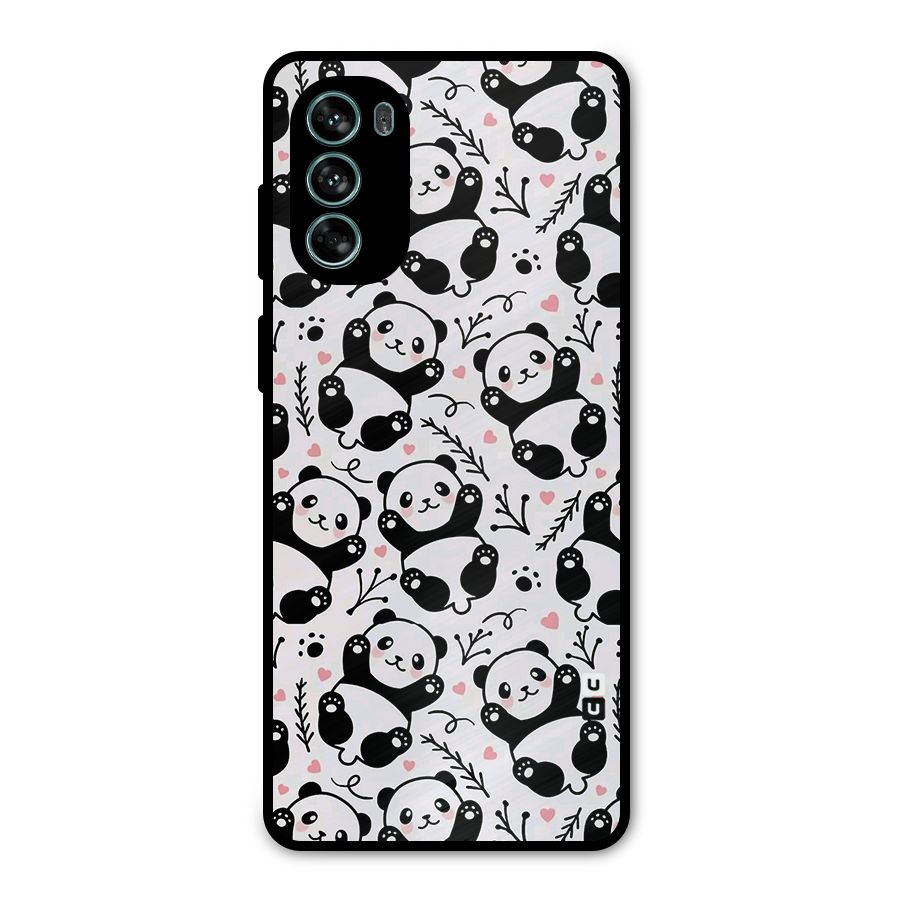 Cute Adorable Panda Pattern Metal Back Case for Moto G62