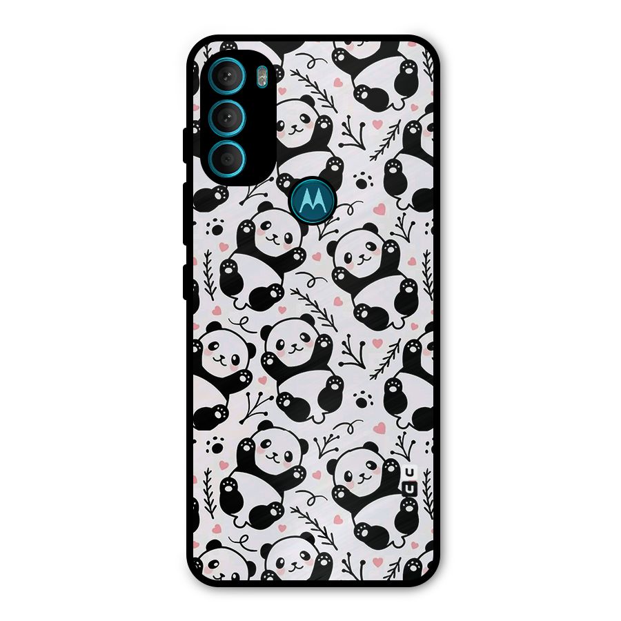 Cute Adorable Panda Pattern Metal Back Case for Moto G71 5G