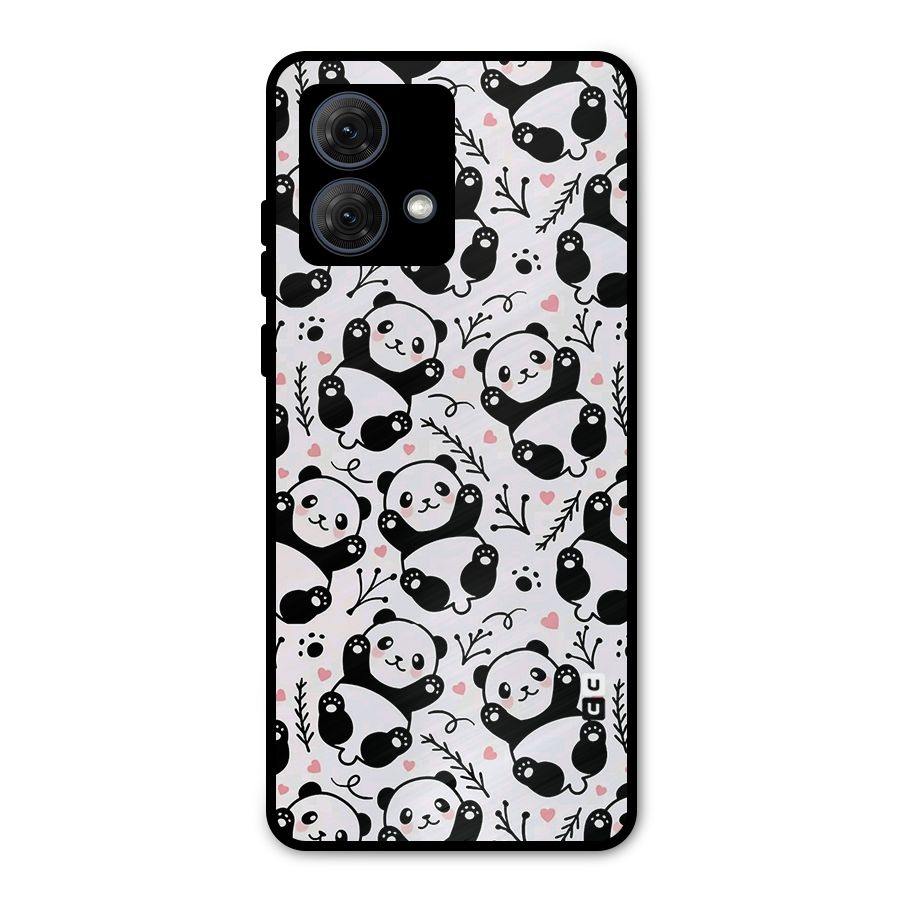 Cute Adorable Panda Pattern Metal Back Case for Moto G84