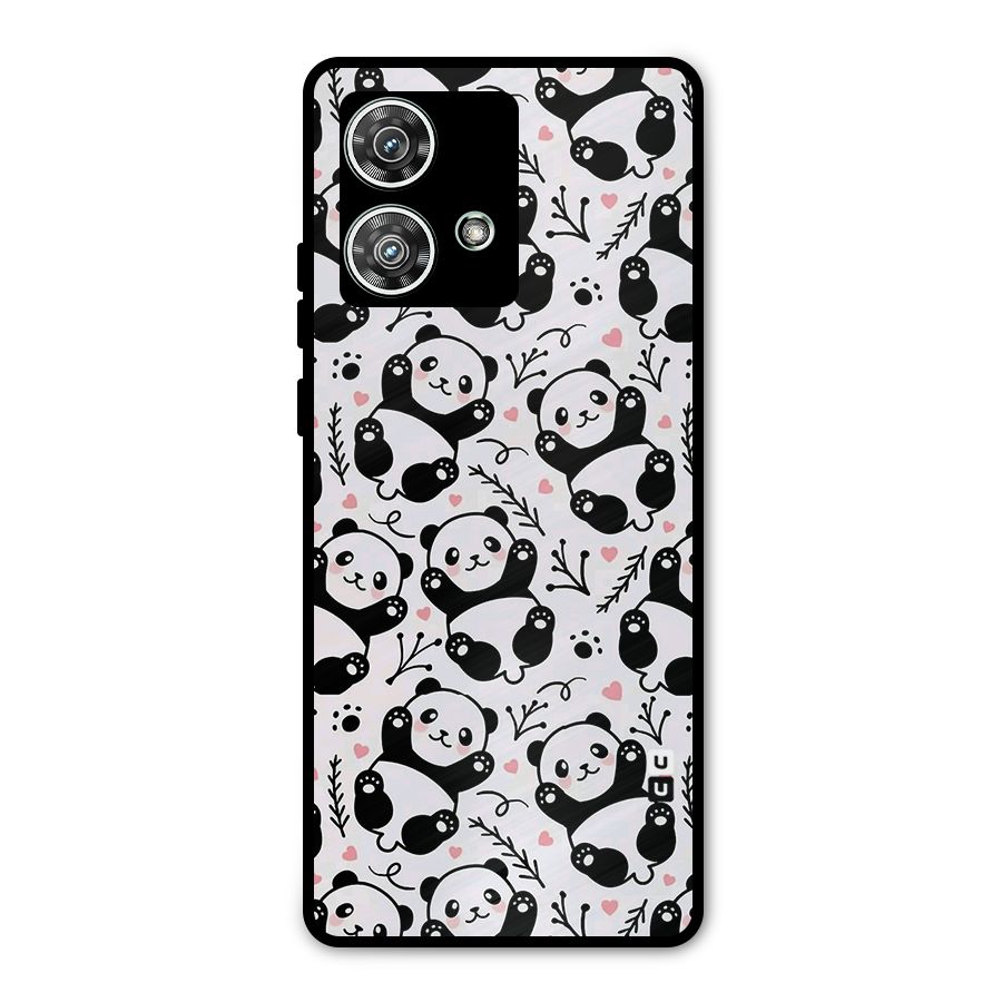 Cute Adorable Panda Pattern Metal Back Case for Motorola Edge 40 Neo