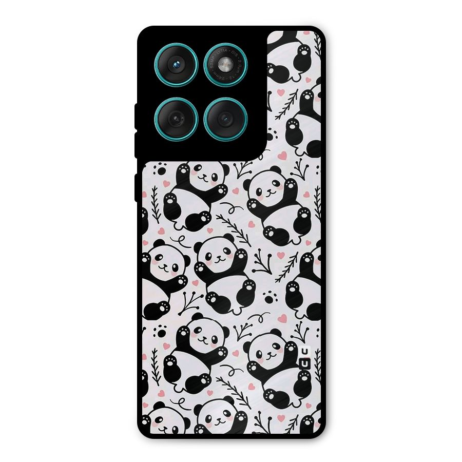 Cute Adorable Panda Pattern Metal Back Case for Motorola Edge 60 Fusion