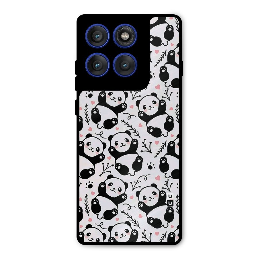 Cute Adorable Panda Pattern Metal Back Case for Motorola Edge 60 Pro