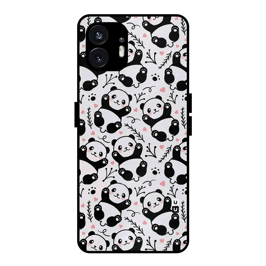 Cute Adorable Panda Pattern Metal Back Case for Nothing Phone 2