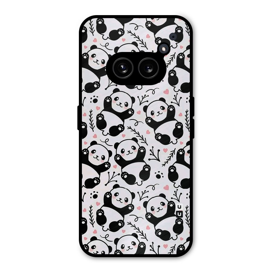 Cute Adorable Panda Pattern Metal Back Case for Nothing Phone 2a Plus