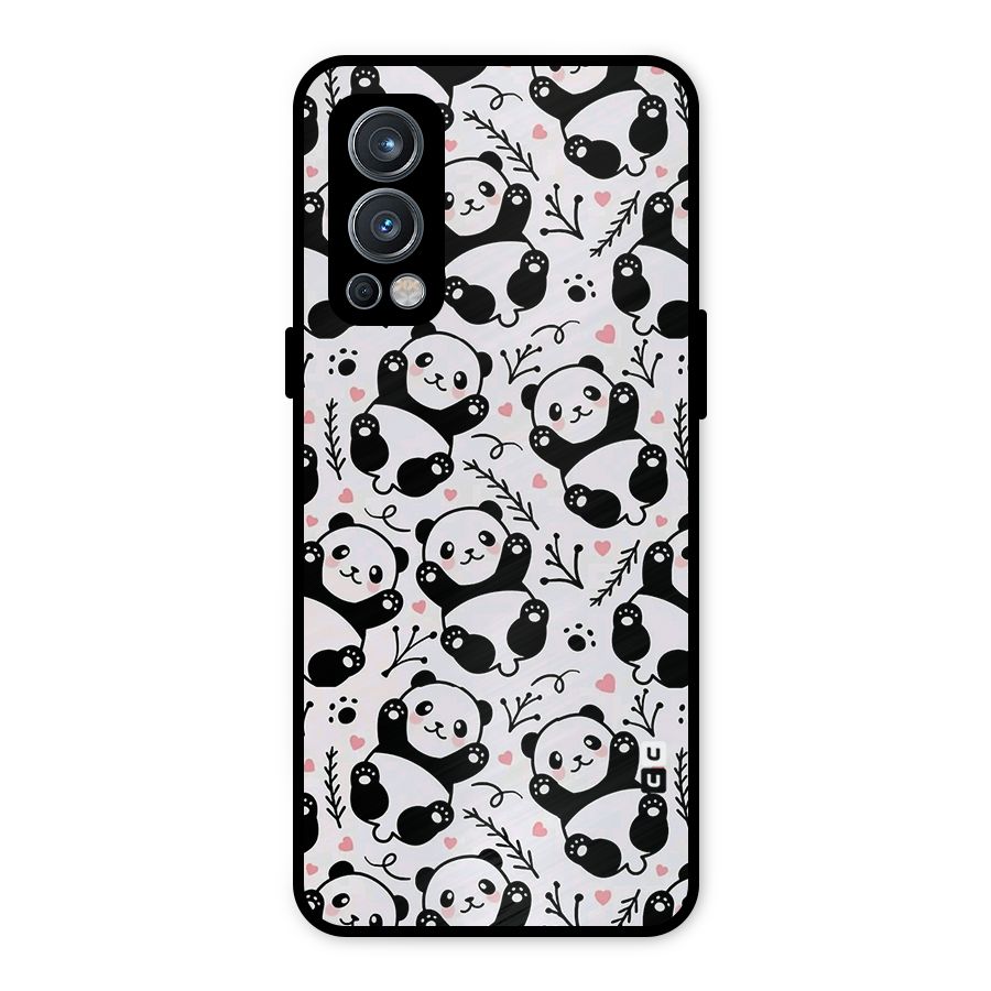 Cute Adorable Panda Pattern Metal Back Case for OnePlus Nord 2 5G