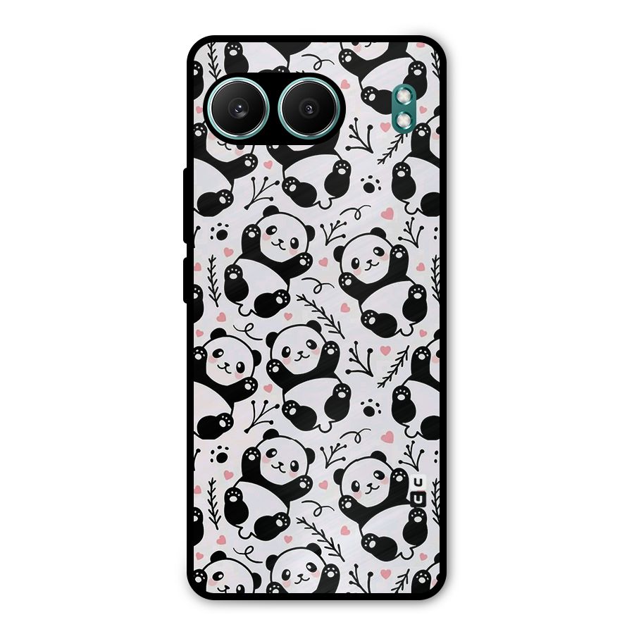 Cute Adorable Panda Pattern Metal Back Case for OnePlus Nord 4