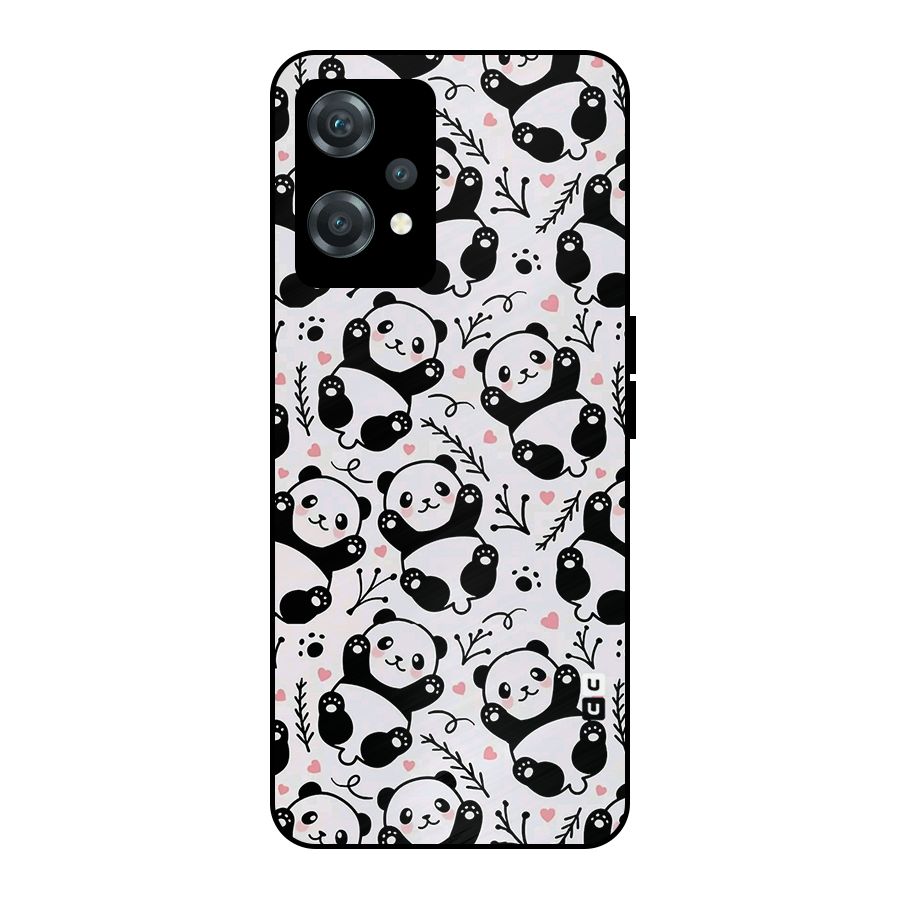 Cute Adorable Panda Pattern Metal Back Case for OnePlus Nord CE 2 Lite 5G